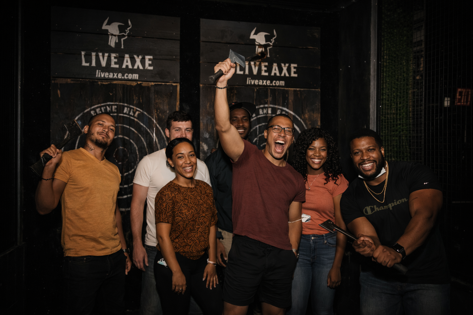 Group having fun at Live Axe NYC